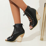 Front Lace-up Shaped Hell Sandals