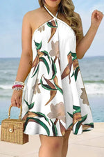 Printed Halterneck Open-Back Dress
