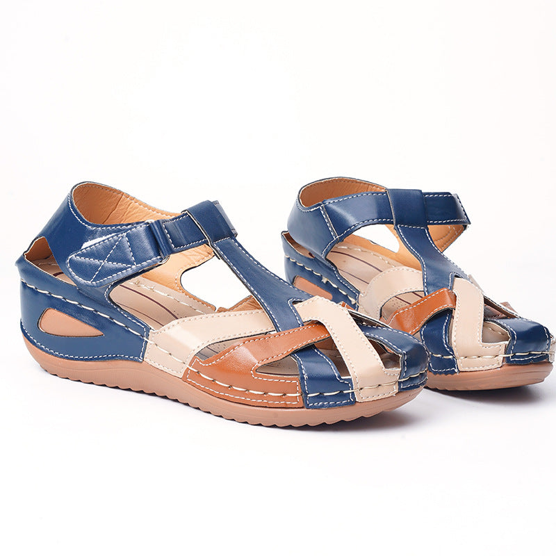 Sandales vintage à bout rond et boucle croisée