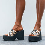 Chunky Leopard Slip-on Sandals
