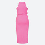 Turn-down Collor Sleeveless Knitted Bodycon Dress