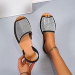 Flache Sandalen mit offener Spitze und Pailletten