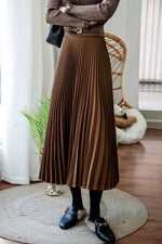 Solid Color Pleated Wool Pleated Skirt