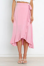 One Piece Tie Irregular Hip Pack Solid Color Skirt