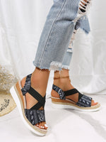 Thick Bottom Cross-tied Open Toe Wedges Sandals