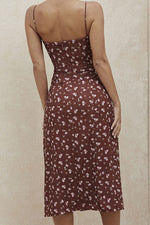 Robe florale vintage sans manches à lacets