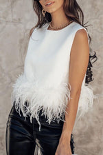 Be The Drama - Chemisier à bordure en plumes