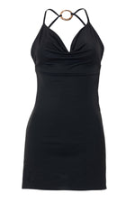 Black Backless Crossover Bottom Slit Dress