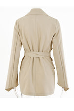 Solid Color Belted Tunic Jacket