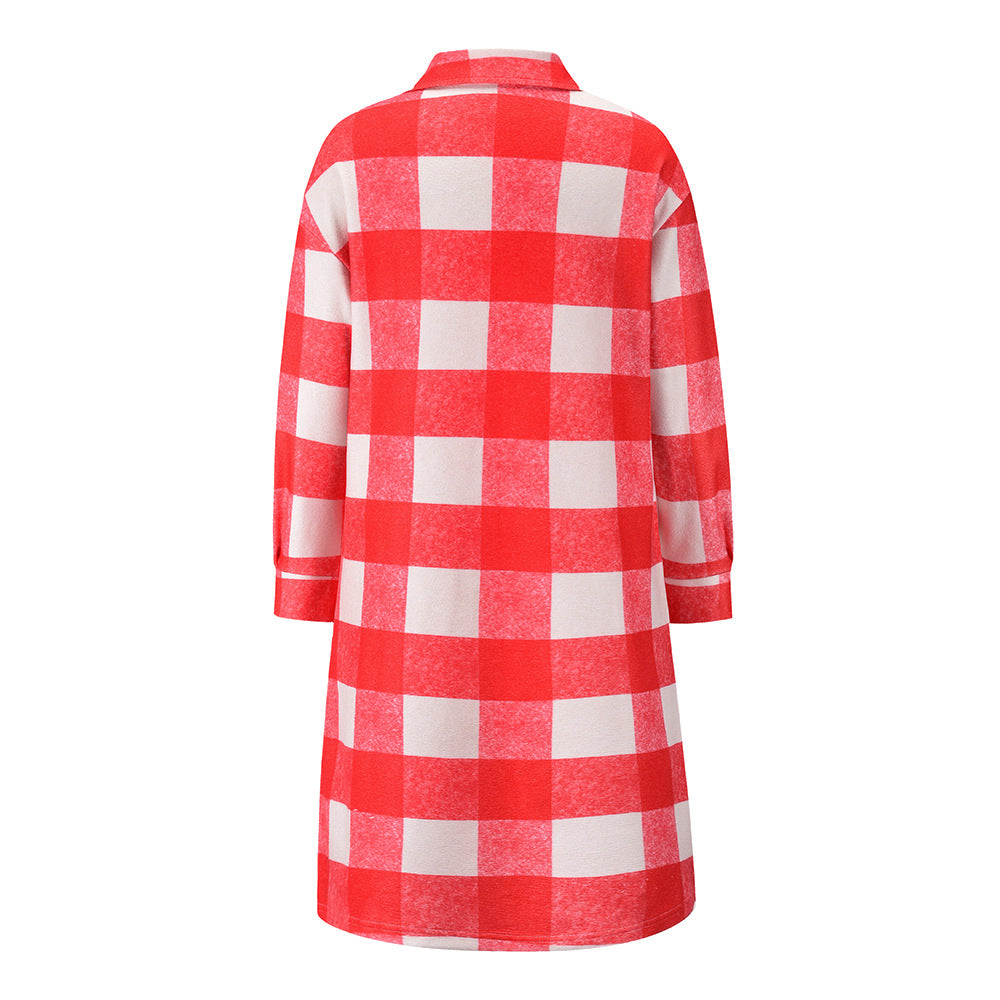 Manteau long chic en tweed à carreaux