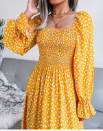 Elegant Square Neck A Line Pleated Dress