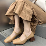 Retro Med Heel Buckle Sandals