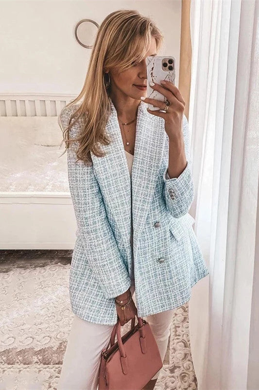 Manteau croisé vintage blazer en tweed