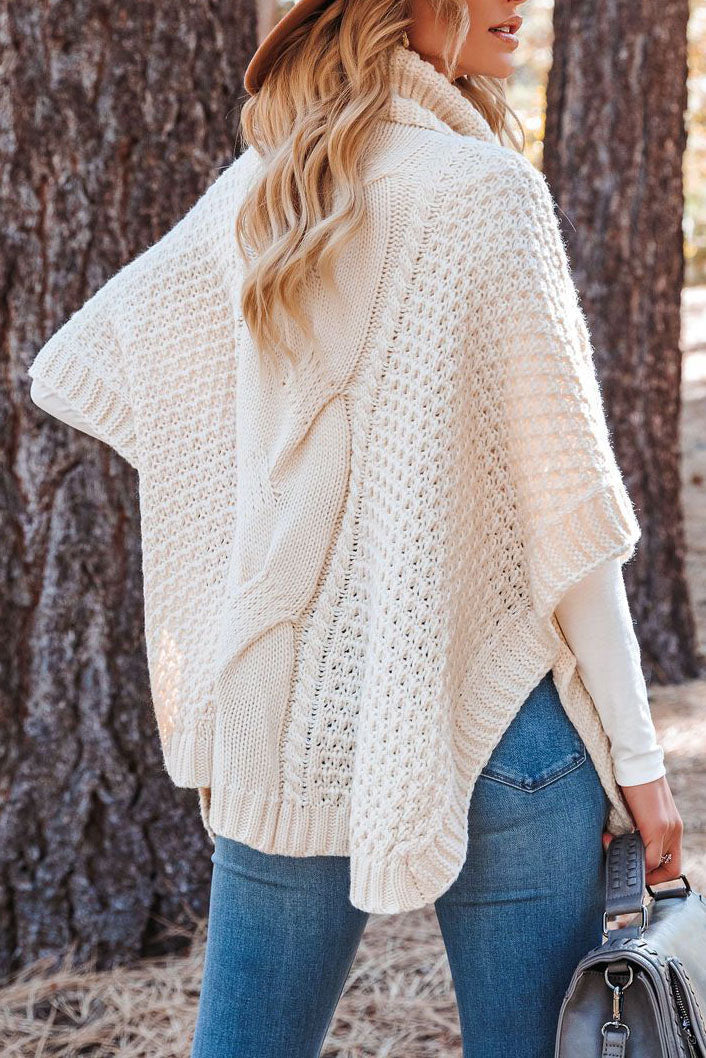 Pull en tricot châle torsadé à col roulé