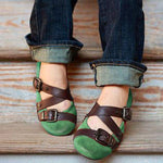 Buckle Strap Casual Flats Loafers Sandals Pavacat US5.5(LABEL SIZE 35) Green 