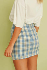 Cara Plaid Bodycon Split Skirt - Pavacat