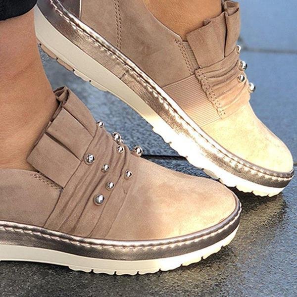 Casual Artificial Pearl Decoration Solid Color Sneakers - Pavacat