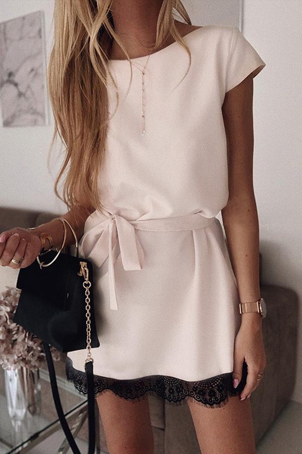 Striped Short-sleeved Shirt Dress