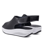 Casual Microfiber Leather Wedge Heel Magic Tape Sandals Shoes - Pavacat