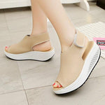 Casual Microfiber Leather Wedge Heel Magic Tape Sandals Shoes - Pavacat