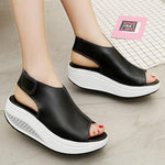 Casual Microfiber Leather Wedge Heel Magic Tape Sandals Shoes - Pavacat