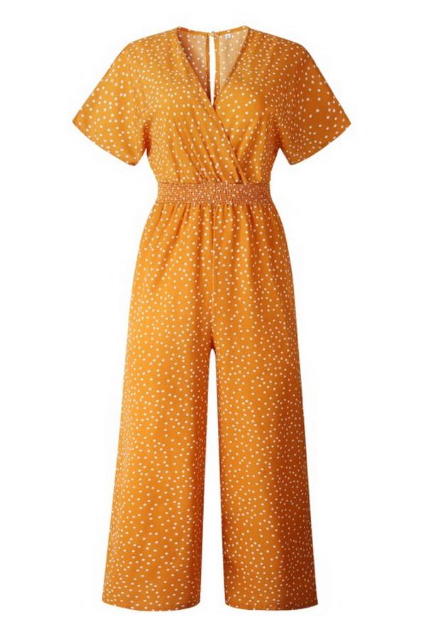Casual Printed V-neck Pocket Jumpsuit Jumpsuits & Rompers 5201906191605 