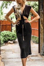 Tied Printed Cut Out Midi Dress Dress chicnico 