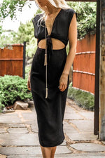 Tied Printed Cut Out Midi Dress Dress chicnico 