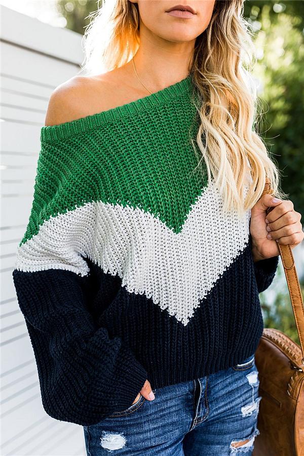 Casual Spliced Loose Knitted Sweater - Brown Pullover Aliexpress 