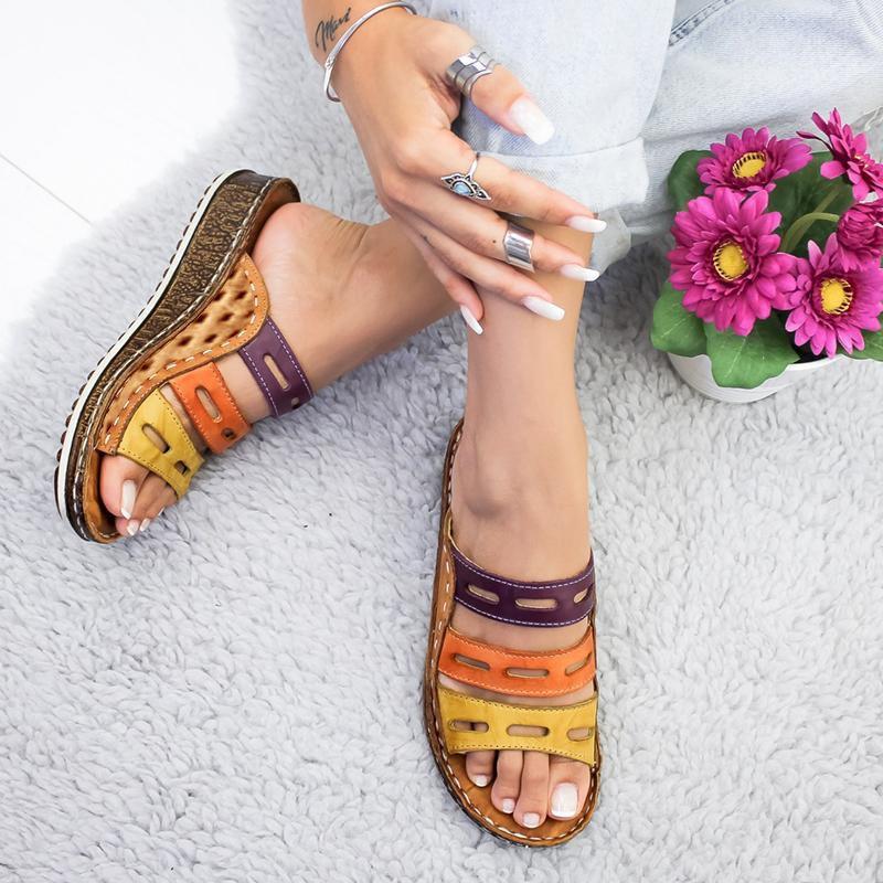 Casual Summer Color Comfy Wedge Sandals - Pavacat