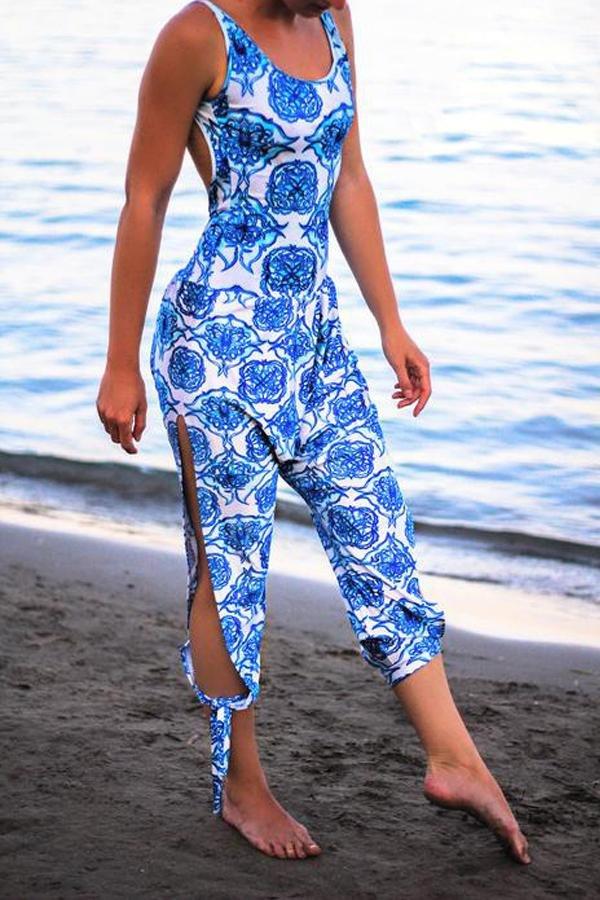 Casual Tie At Leg Jumpsuit Jumpsuits & Rompers 5201904110331 L lightblue 