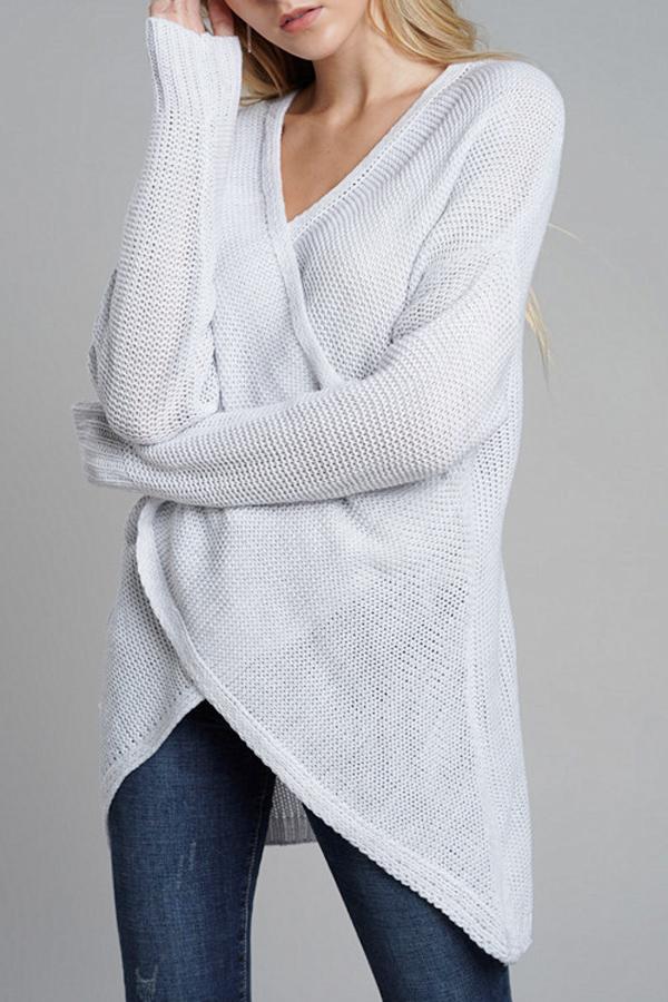 Casual V Neck Front Cross Weekend Sweater Pullover VICI 