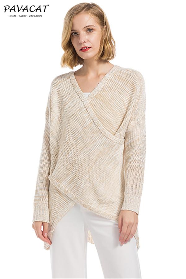 Casual V Neck Front Cross Weekend Sweater - Red Pullover VICI 