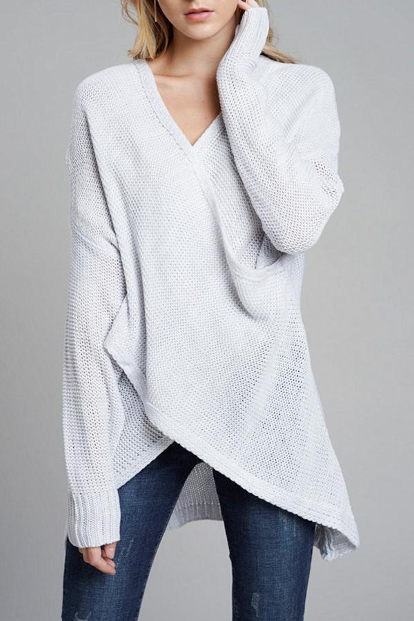 Casual V Neck Front Cross Weekend Sweater Pullover VICI 