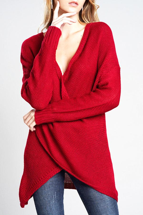 Casual V Neck Front Cross Weekend Sweater Pullover VICI 