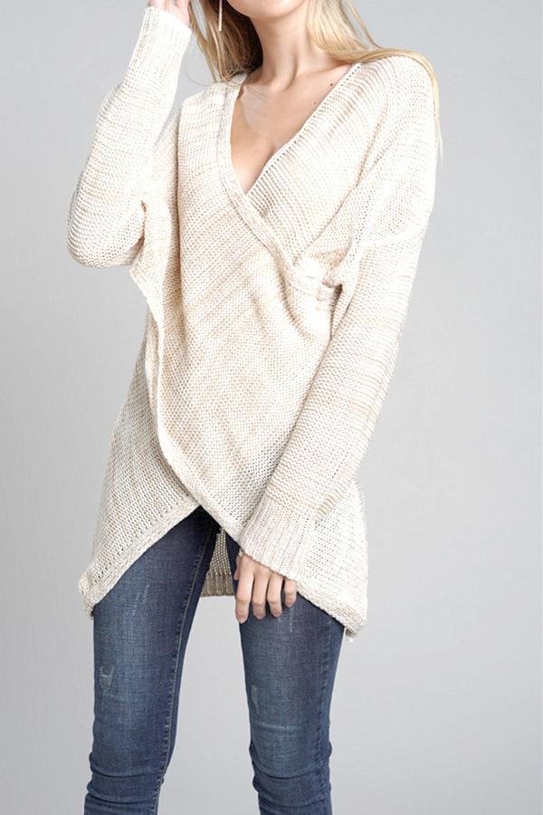Casual V Neck Front Cross Weekend Sweater Pullover VICI 