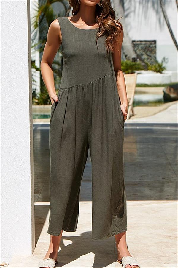 Casual Vest Wide Leg Jumpsuit Jumpsuits & Rompers 5201812281531 L armygreen 