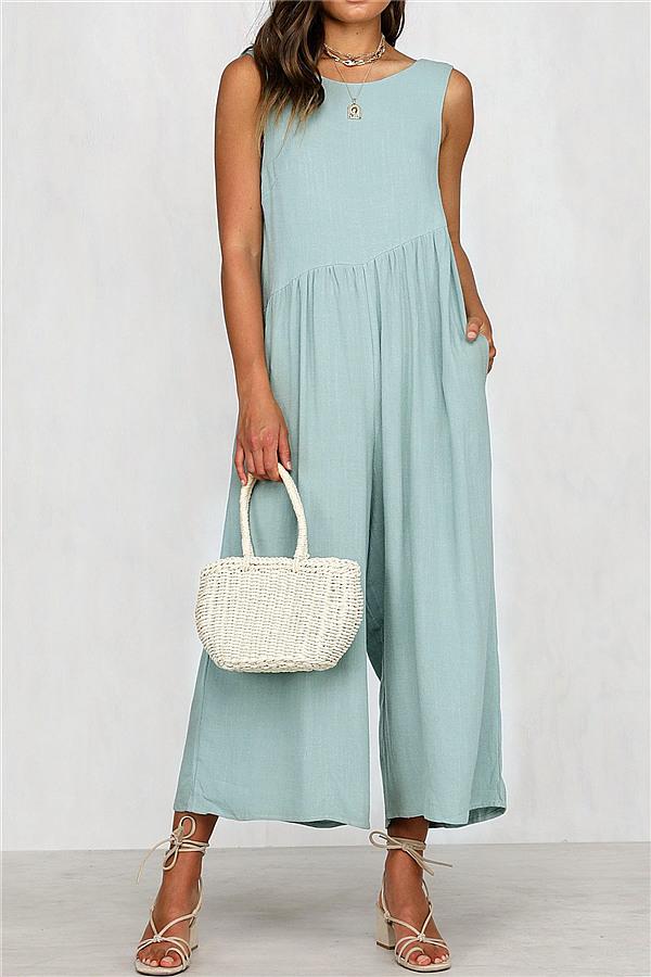 Casual Vest Wide Leg Jumpsuit Jumpsuits & Rompers 5201812281531 L lightblue 