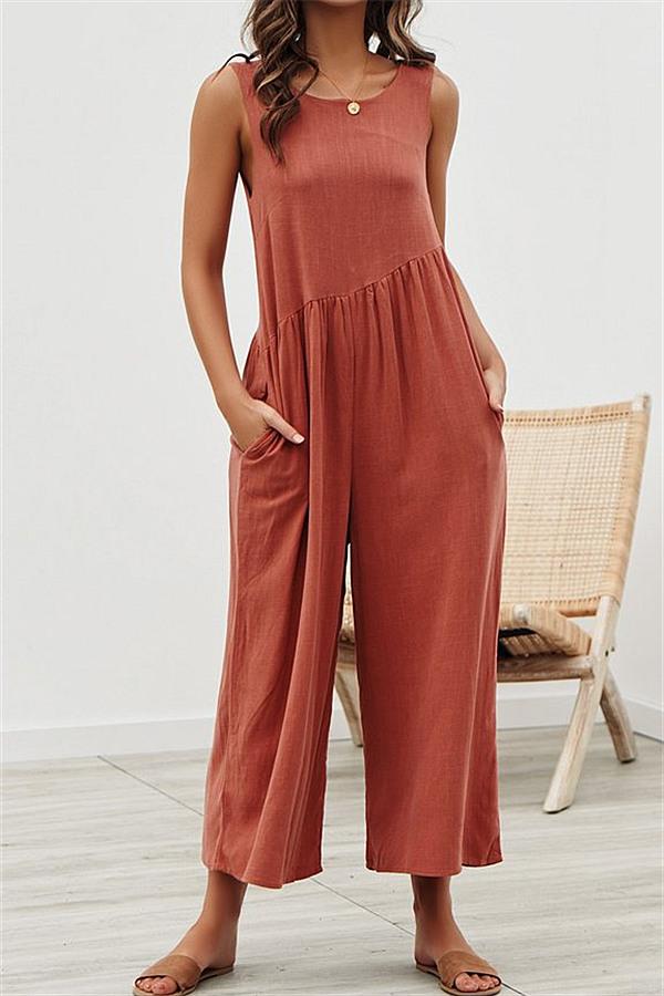 Casual Vest Wide Leg Jumpsuit Jumpsuits & Rompers 5201812281531 L orangered 