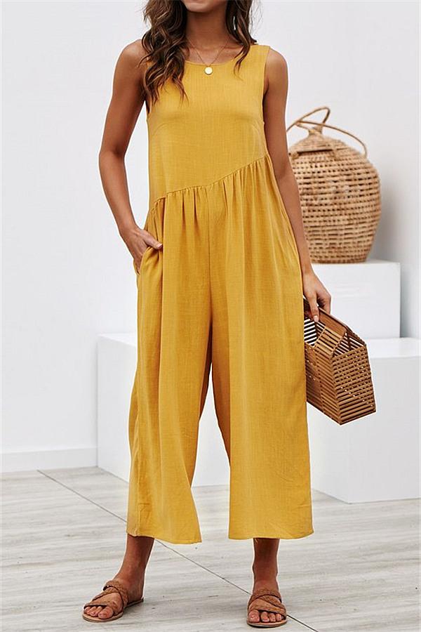 Casual Vest Wide Leg Jumpsuit Jumpsuits & Rompers 5201812281531 L yellow 