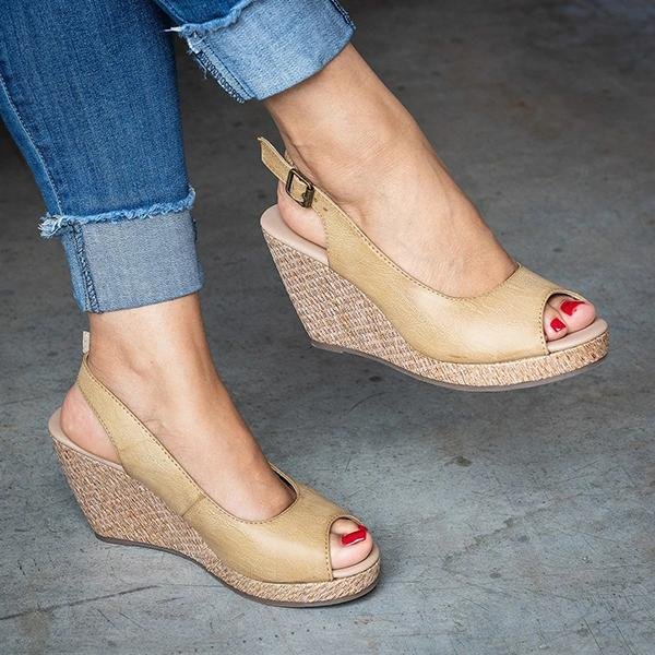 Casual Wedge Open Toe Sandals - Pavacat