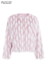 Chic Pink Party Fluffy Faux Fur Coat Coat Simplee 