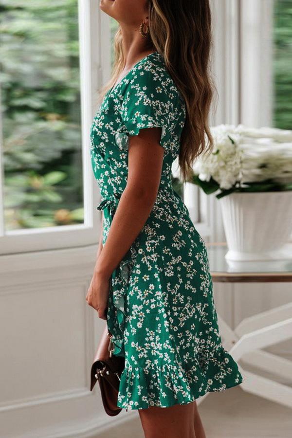 Chiffon A-line V-colar Dress Dress 5201906151552 