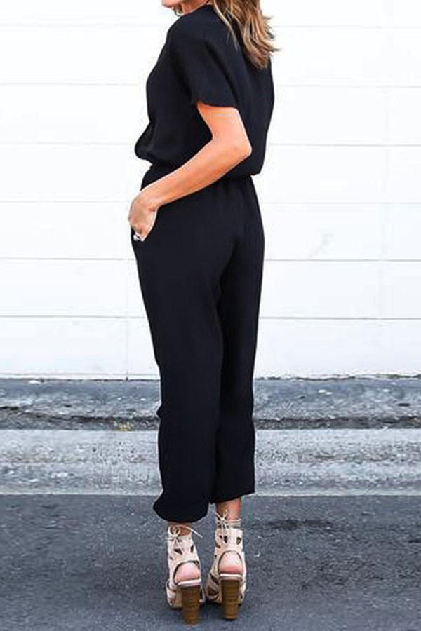 Chiffon Short Sleeve Jumpsuit Jumpsuits & Rompers Pavacat 