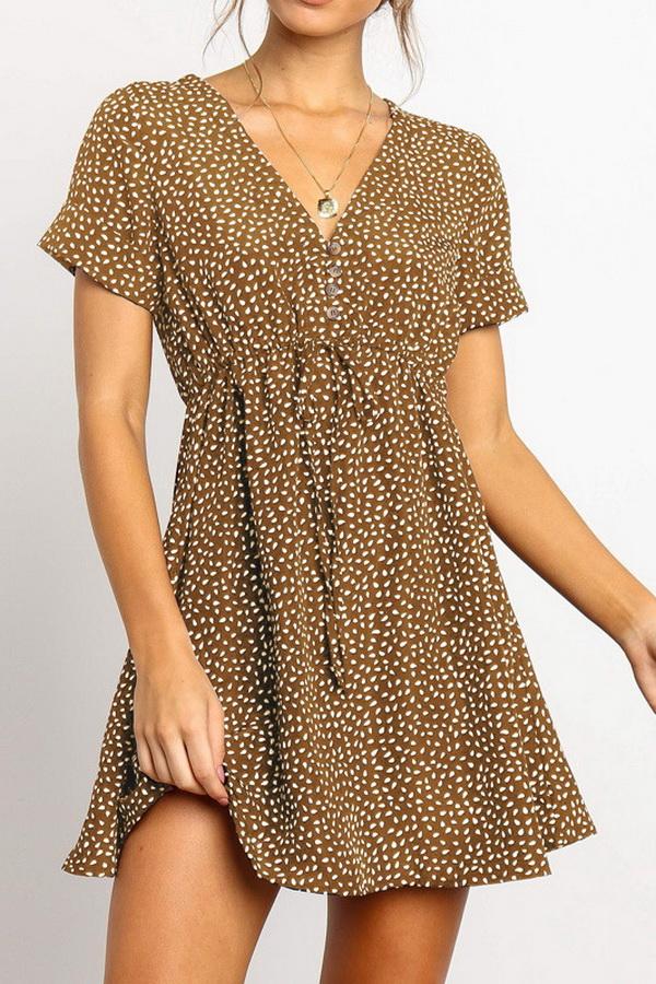 Chiffon V-collar Short Sleeve Dress Dress 5201906151552 black 3XL 