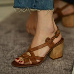 Chunky Heel Sandals Leather Sandals Sandals Pavacat 
