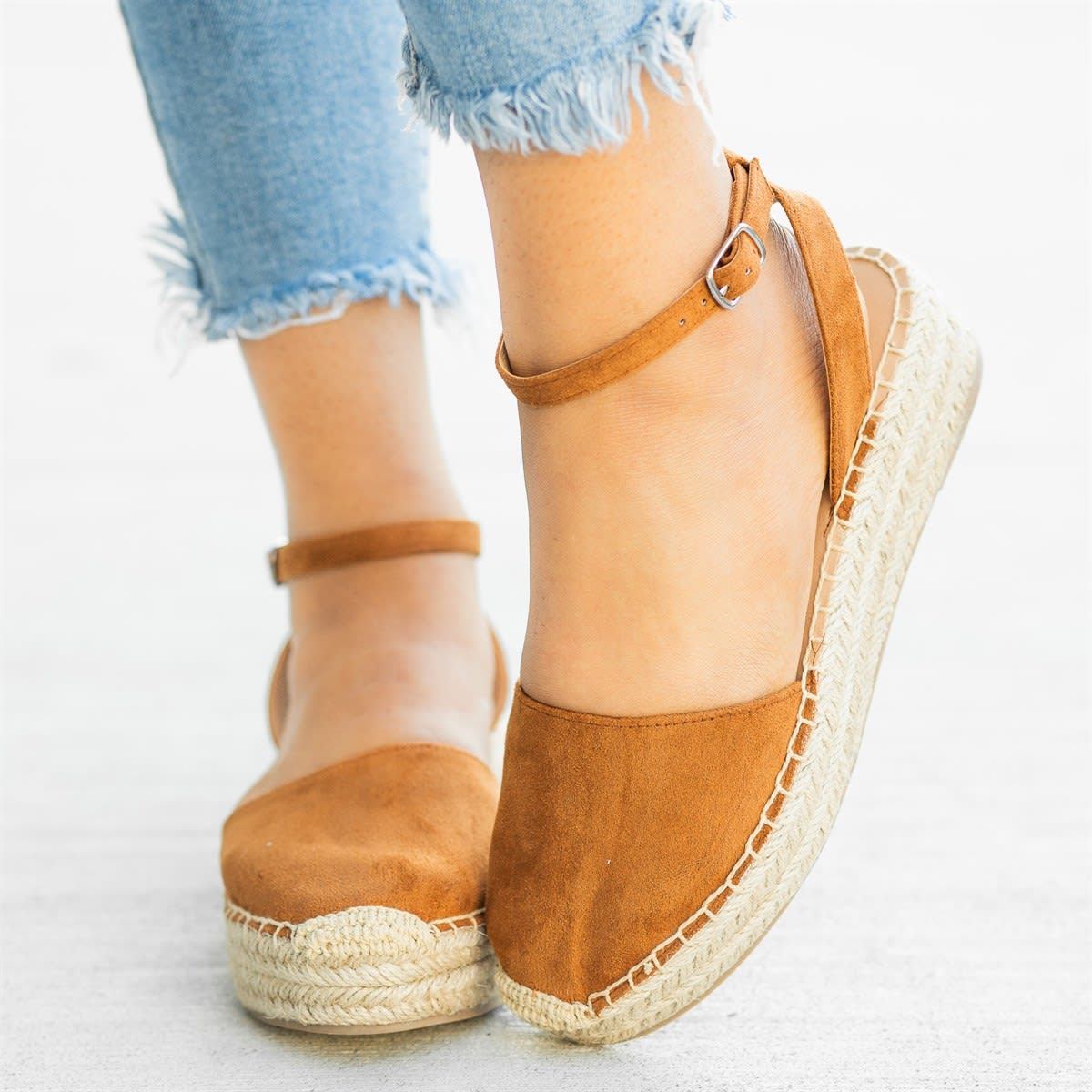 Classic Espadrille Sandals Platform Buckle Strap Sandals Loafers & Flats Pavacat US5.5(LABEL SIZE 35) Brown 