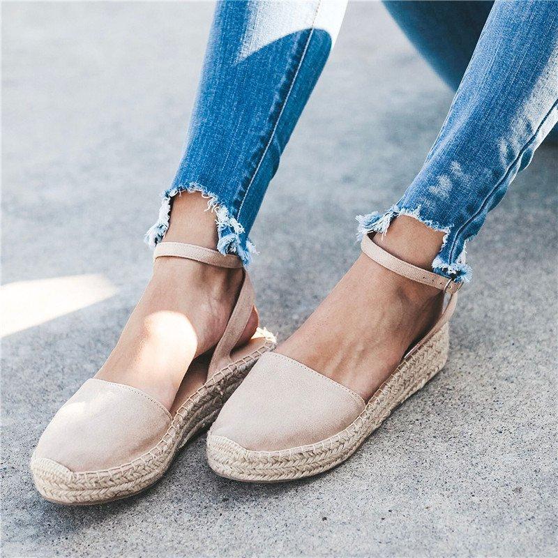 Classic Espadrille Sandals Platform Buckle Strap Sandals Loafers & Flats Pavacat US5.5(LABEL SIZE 35) Khaki 