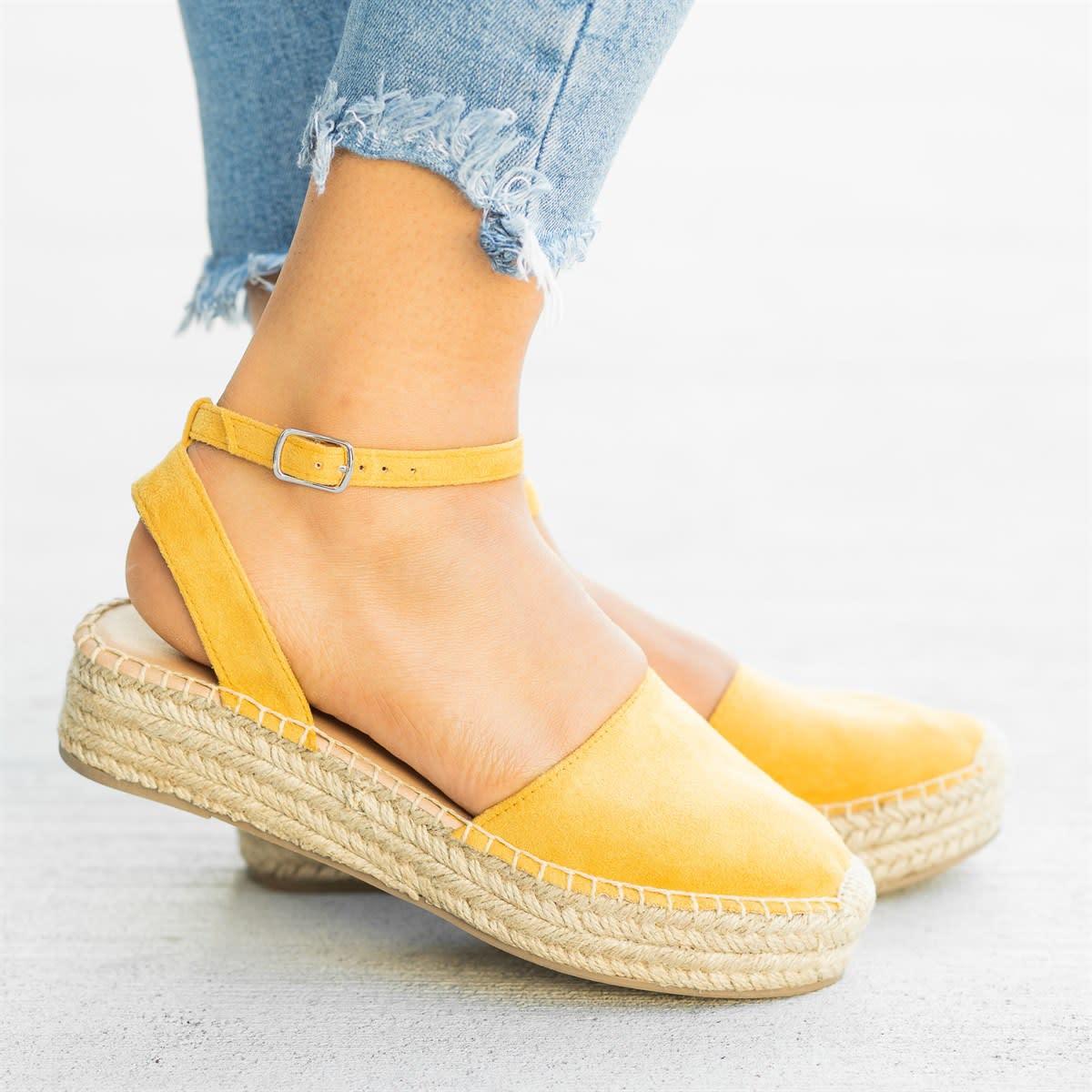 Classic Espadrille Sandals Platform Buckle Strap Sandals Loafers & Flats Pavacat US5.5(LABEL SIZE 35) Yellow 