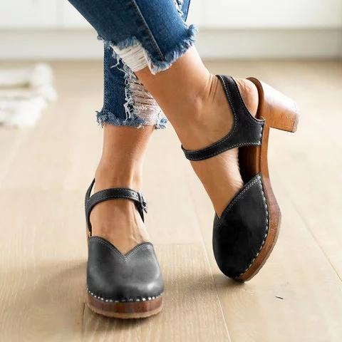 Clogs For Vintage Buckle Strap Closed Toe Shoes Sandals Pavacat 